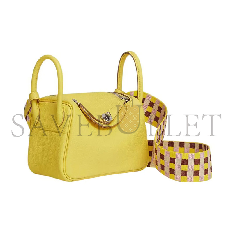 HERMES LINDY MINI 19 BAG CLEMENCE PALLADIUM HARDWARE H083720CKAC (19*12*9.5cm)